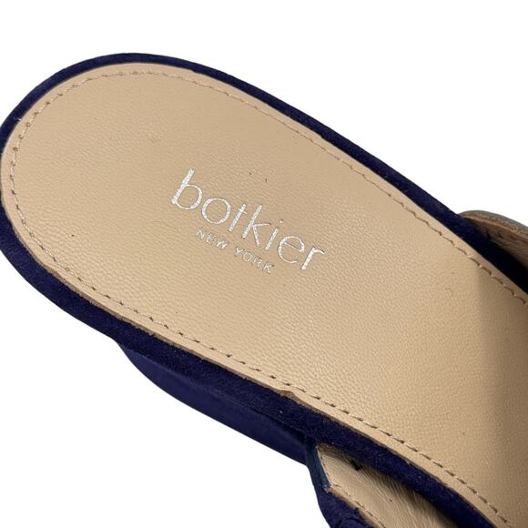 Botkier Posie Mule Sandal 8 Womens Blue Leather Suede Silver Metallic Heel NEW - Picture 10 of 11